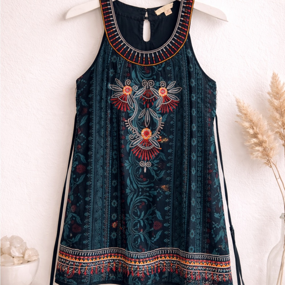 Forever 21 Navy Embroidered Dress